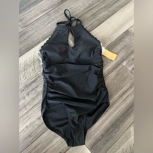 Kona Sol Black High Coverage One Piece Swimsuit